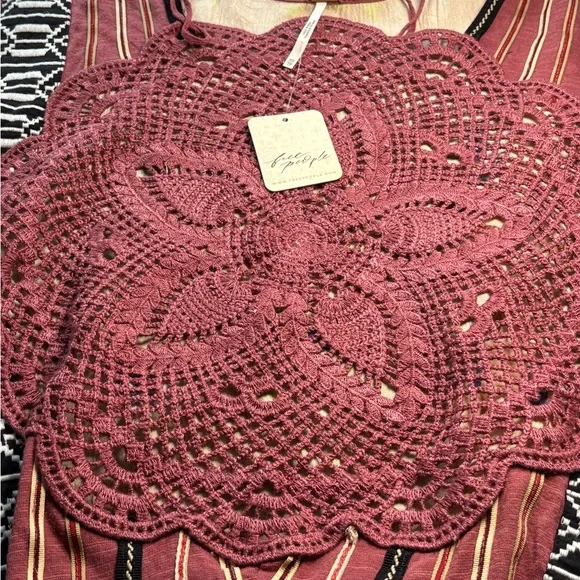 NWT Free People Crochet Tunic Top XS Antique Combo Boho Lagenlook Cottagecore - Picture 7 of 15